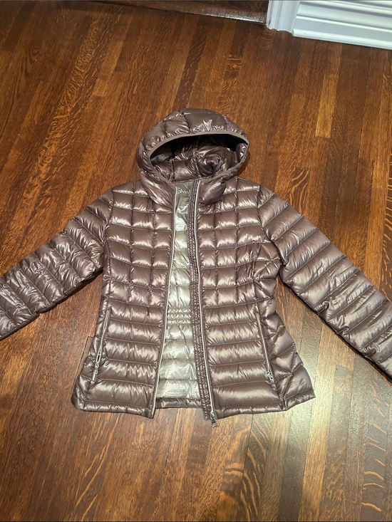 Calvin Klein Jackets & Blazers - Calvin Klein Metallic Taupe Hooded Quilted Puffer Jacket